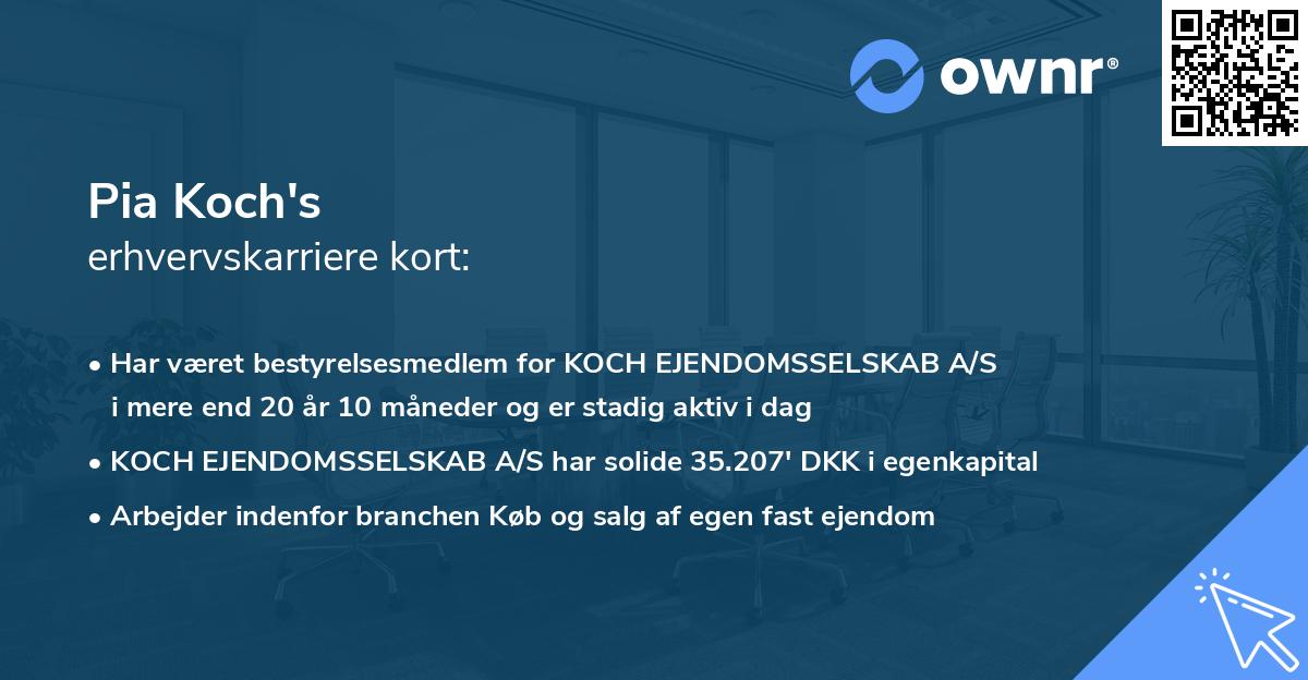 Pia Koch's erhvervskarriere kort