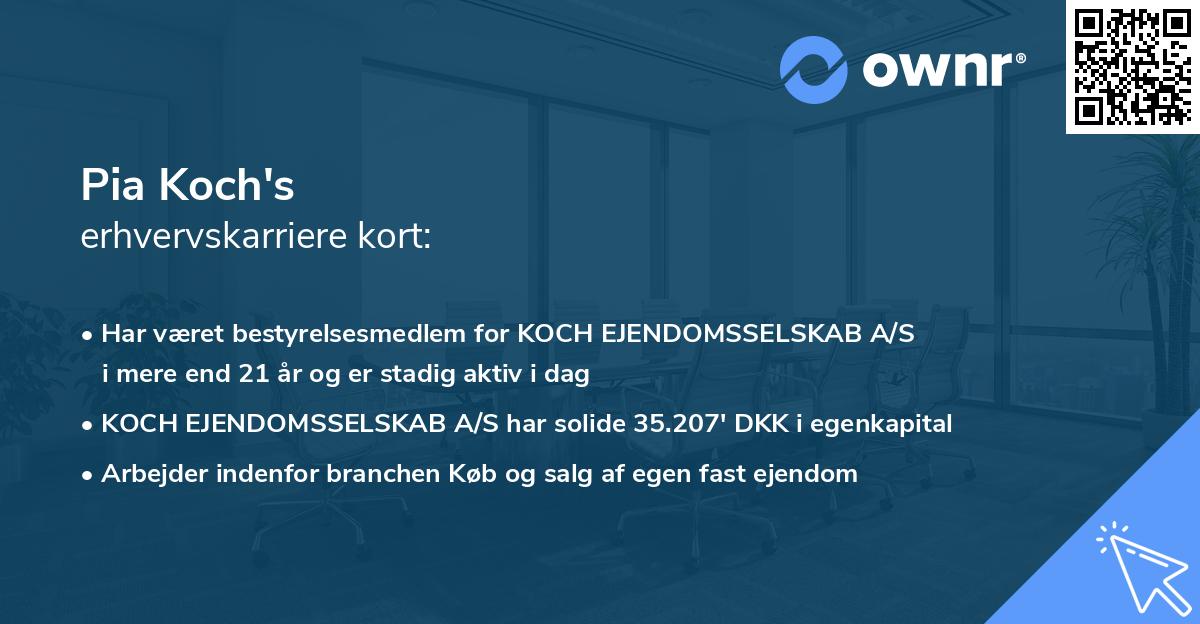 Pia Koch's erhvervskarriere kort