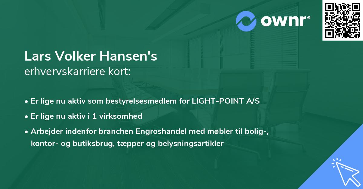 Lars Volker Hansen's erhvervskarriere kort