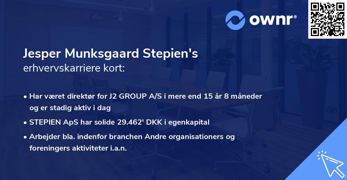 Jesper Munksgaard Stepien's erhvervskarriere kort