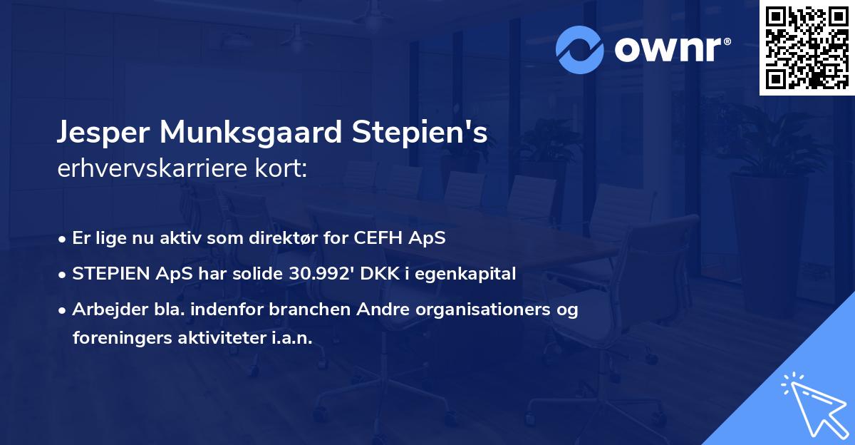 Jesper Munksgaard Stepien's erhvervskarriere kort