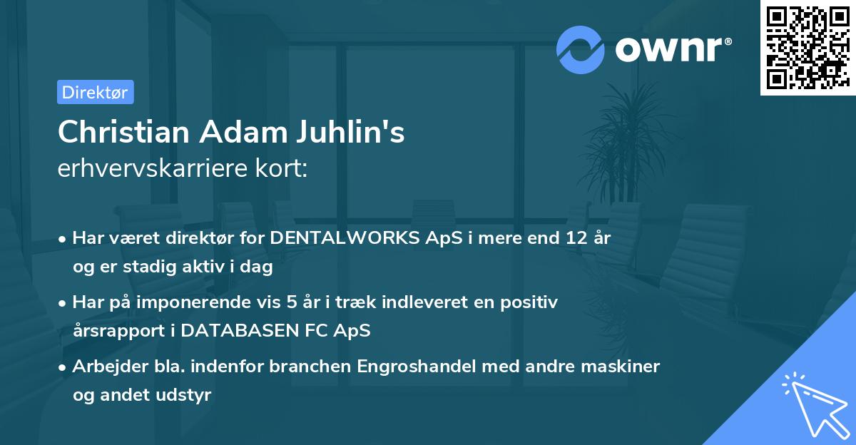 Christian Adam Juhlin's erhvervskarriere kort