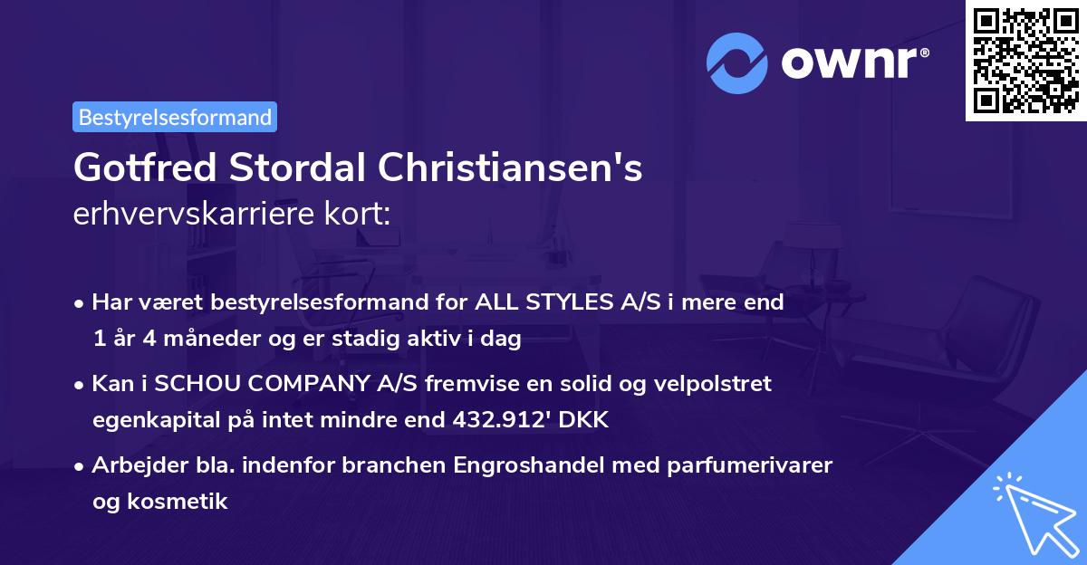 Gotfred Stordal Christiansen's erhvervskarriere kort