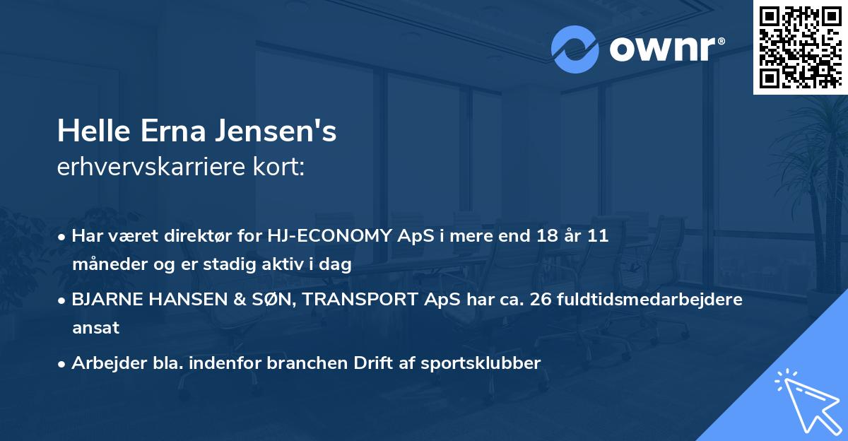 Helle Erna Jensen's erhvervskarriere kort