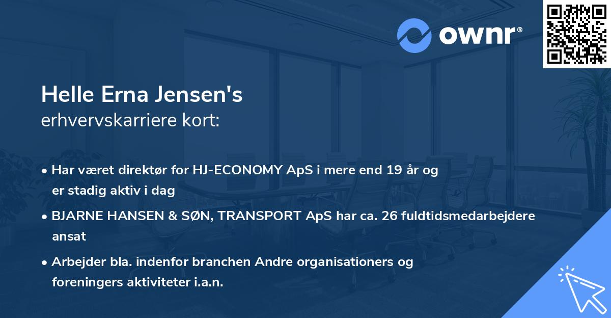 Helle Erna Jensen's erhvervskarriere kort