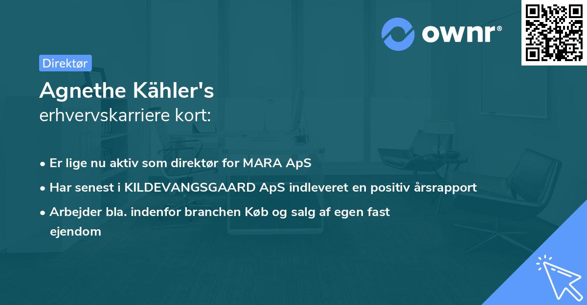 Agnethe Kähler's erhvervskarriere kort