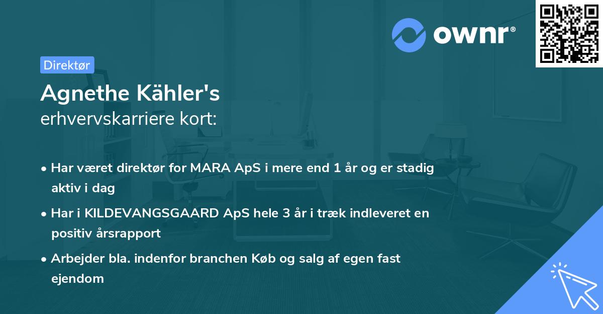 Agnethe Kähler's erhvervskarriere kort