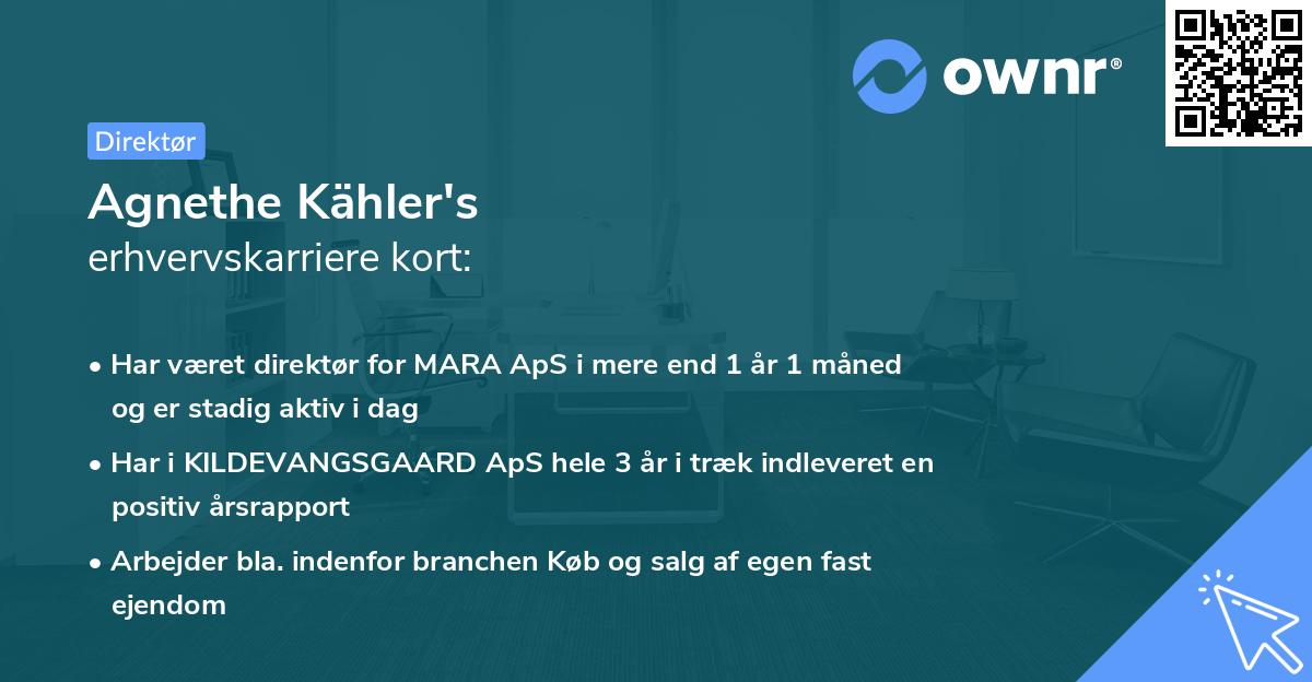 Agnethe Kähler's erhvervskarriere kort