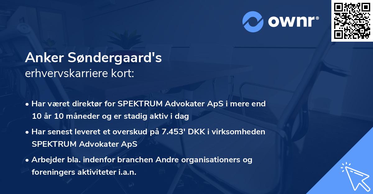 Anker Søndergaard's erhvervskarriere kort