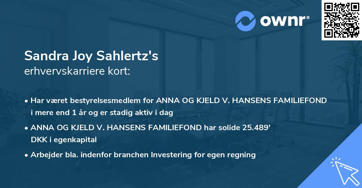 Sandra Joy Sahlertz's erhvervskarriere kort