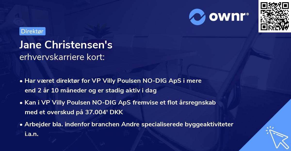 Jane Christensen's erhvervskarriere kort