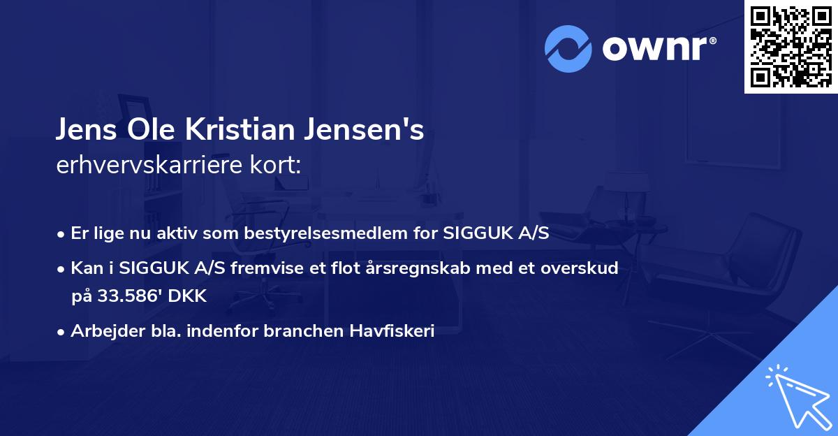 Jens Ole Kristian Jensen's erhvervskarriere kort