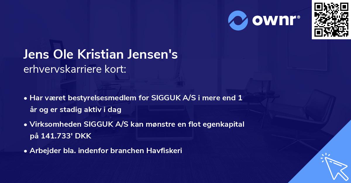 Jens Ole Kristian Jensen's erhvervskarriere kort
