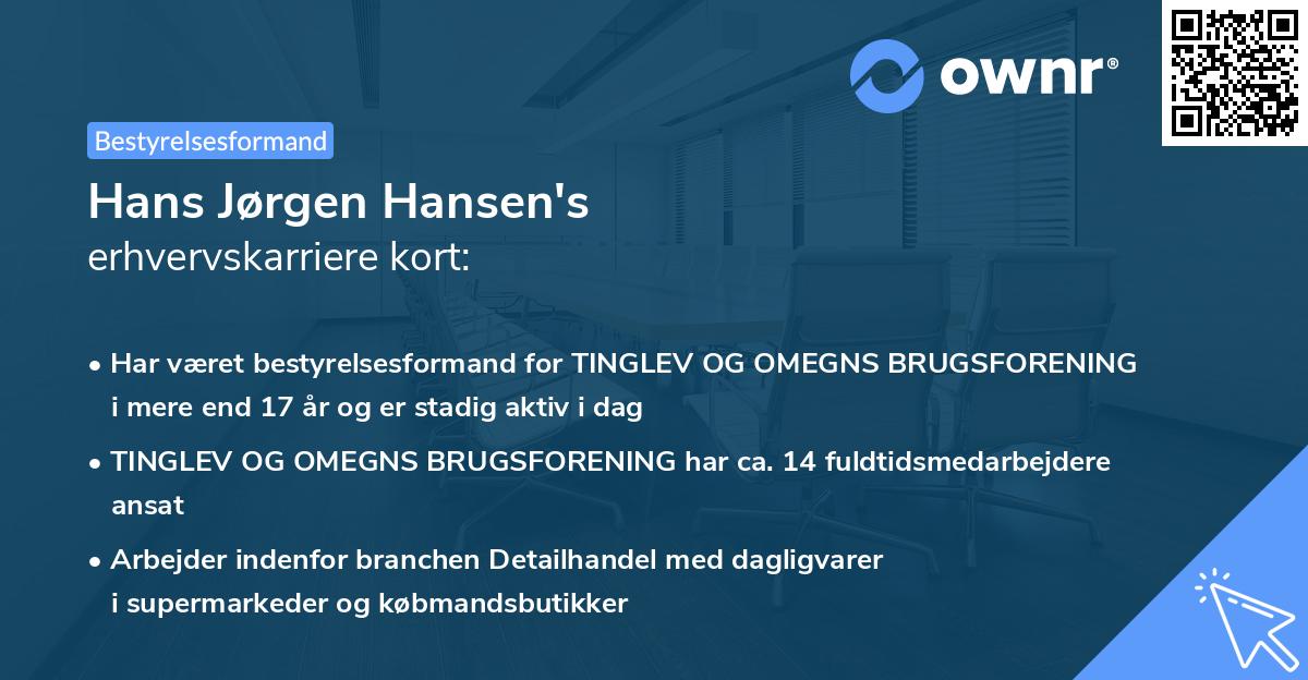 Hans Jørgen Hansen's erhvervskarriere kort