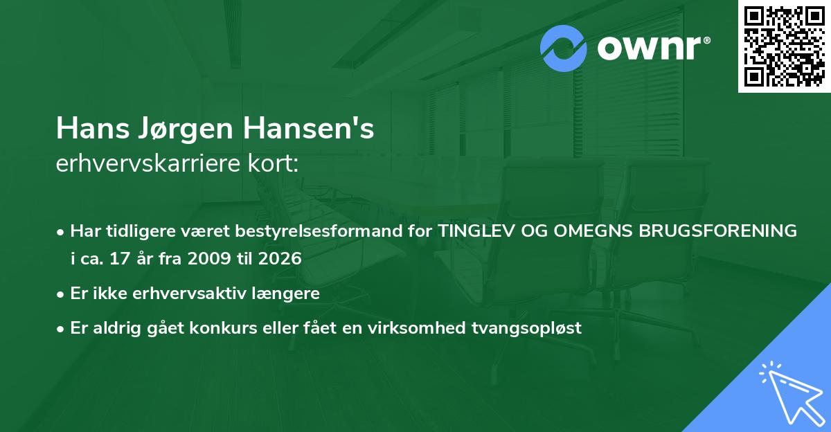 Hans Jørgen Hansen's erhvervskarriere kort