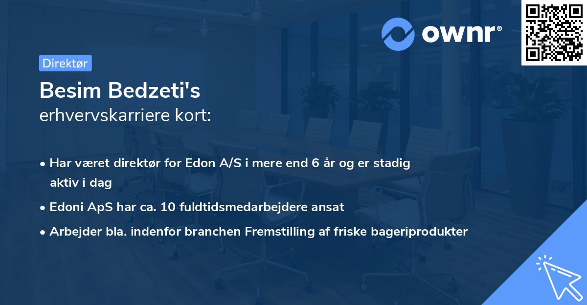 Besim Bedzeti's erhvervskarriere kort