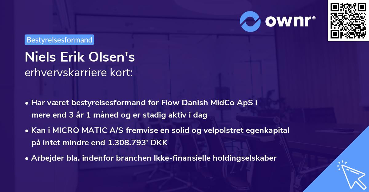 Niels Erik Olsen's erhvervskarriere kort