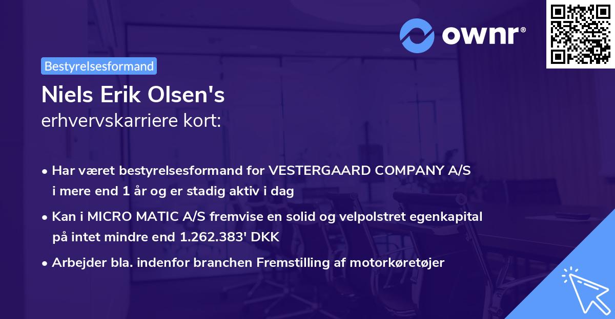 Niels Erik Olsen's erhvervskarriere kort