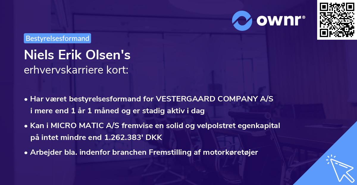 Niels Erik Olsen's erhvervskarriere kort