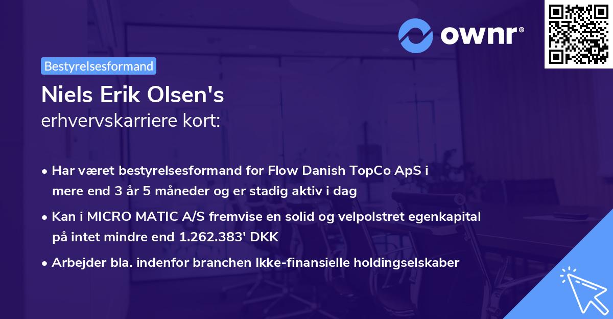 Niels Erik Olsen's erhvervskarriere kort