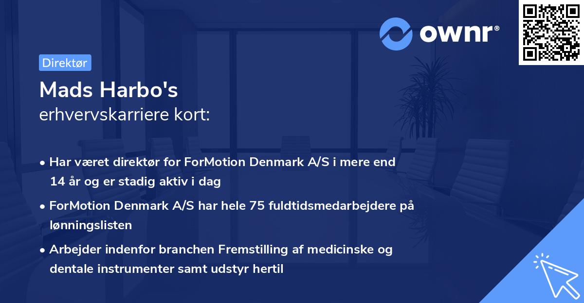 Mads Harbo's erhvervskarriere kort