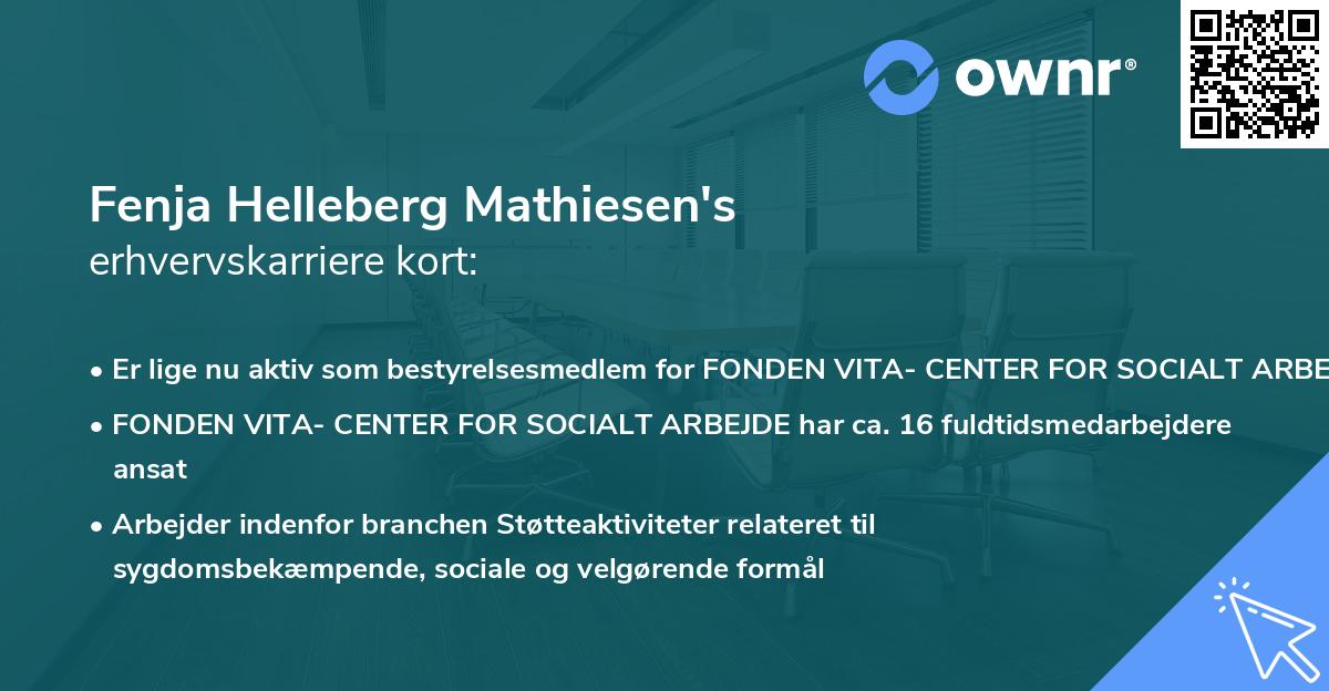 Fenja Helleberg Mathiesen's erhvervskarriere kort