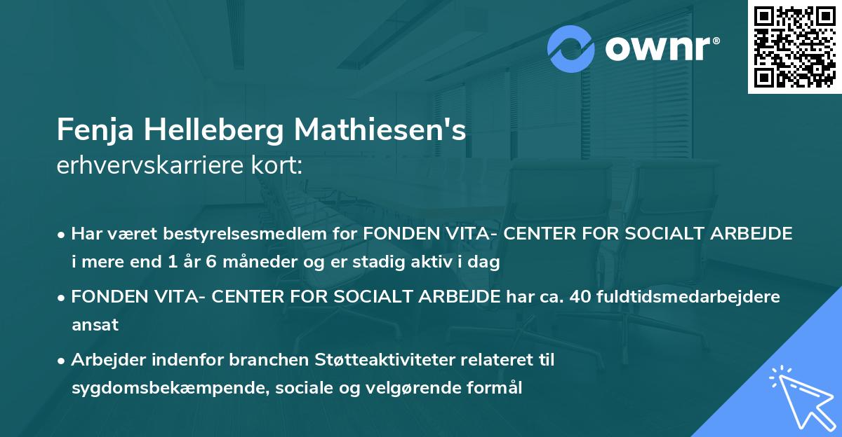 Fenja Helleberg Mathiesen's erhvervskarriere kort