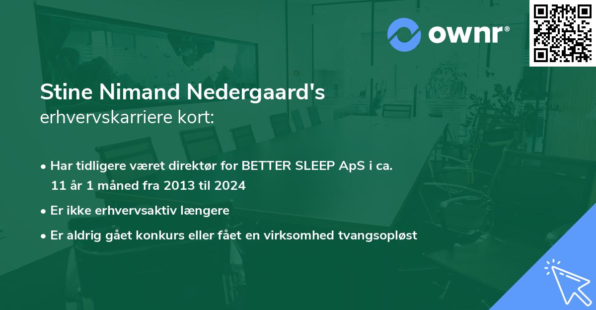 Stine Nimand Nedergaard's erhvervskarriere kort
