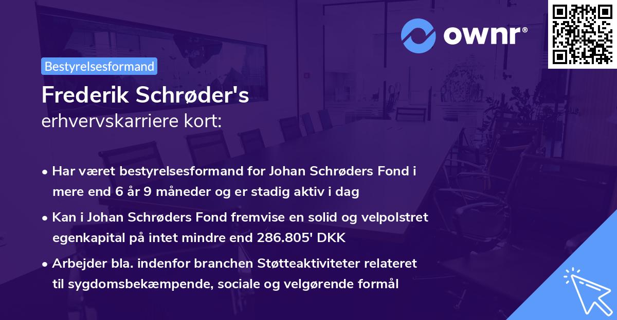 Frederik Schrøder's erhvervskarriere kort
