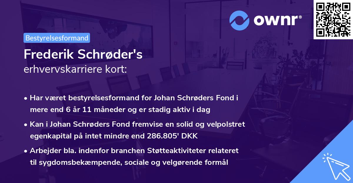 Frederik Schrøder's erhvervskarriere kort