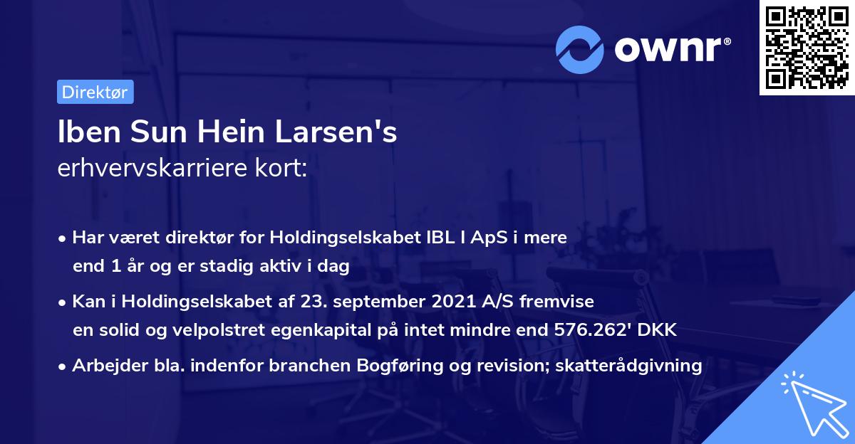 Iben Sun Hein Larsen's erhvervskarriere kort