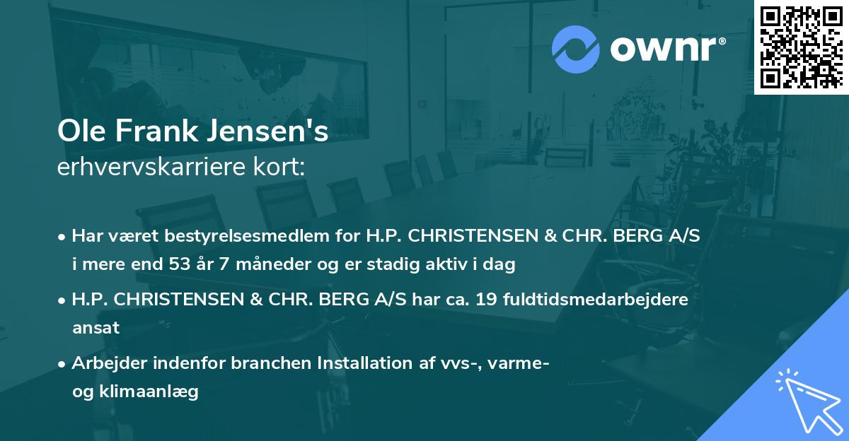 Ole Frank Jensen's erhvervskarriere kort