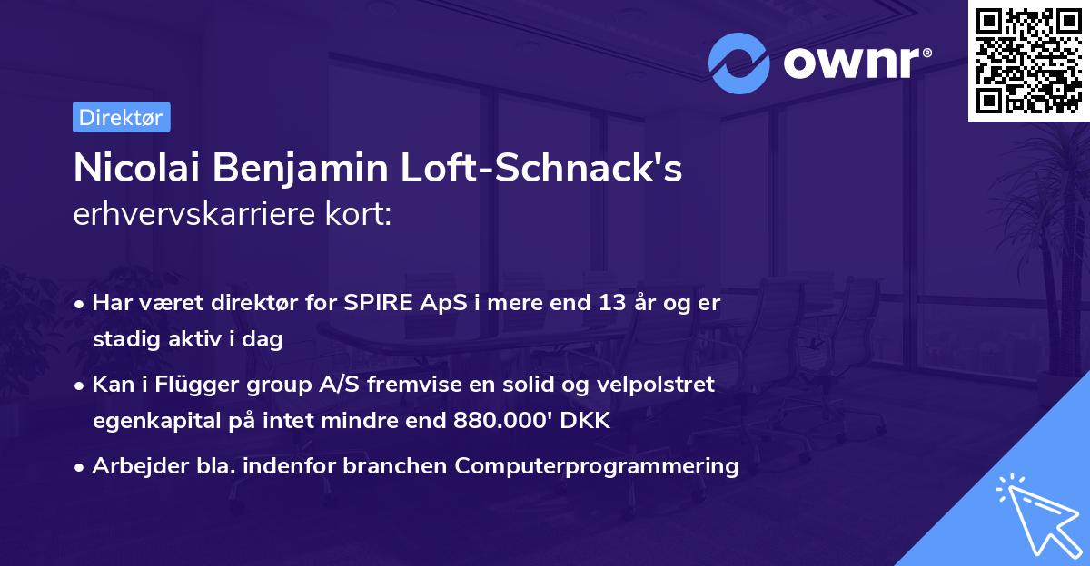 Nicolai Benjamin Loft-Schnack's erhvervskarriere kort