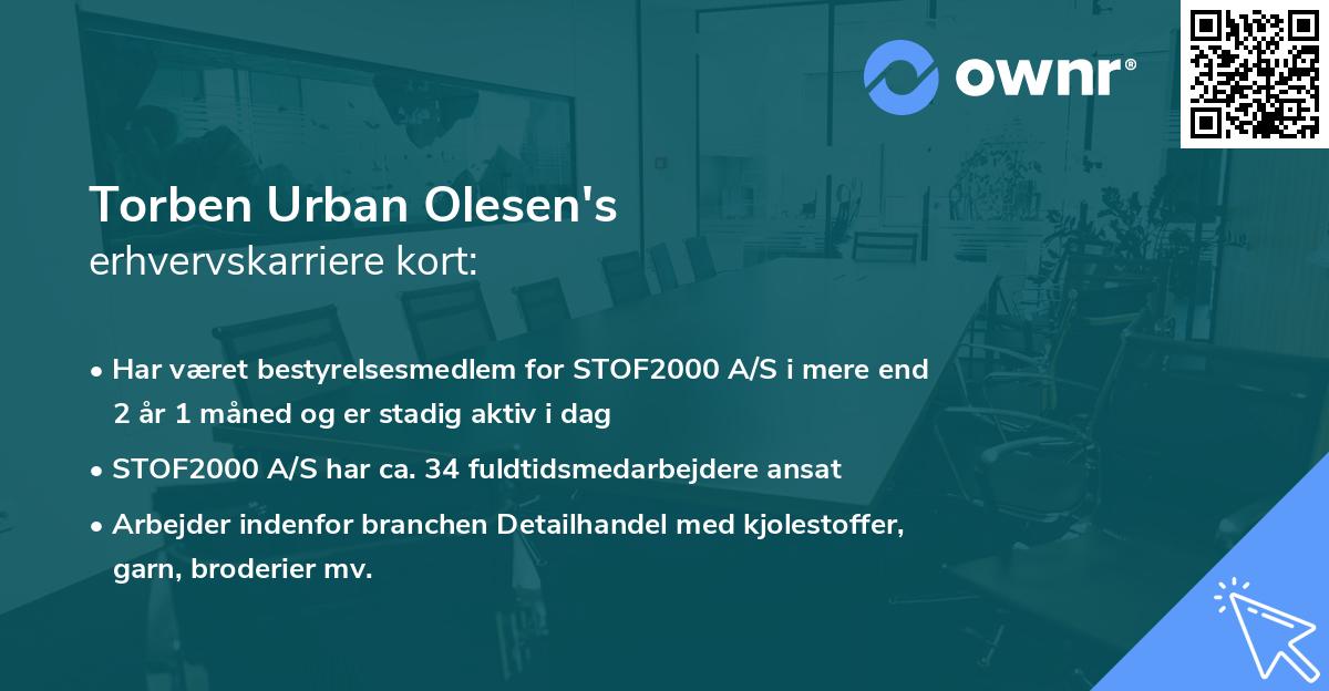 Torben Urban Olesen's erhvervskarriere kort