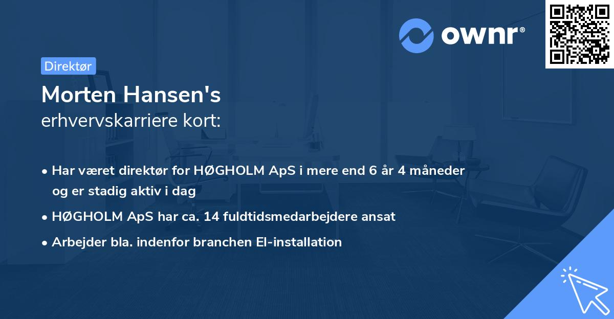 Morten Hansen's erhvervskarriere kort