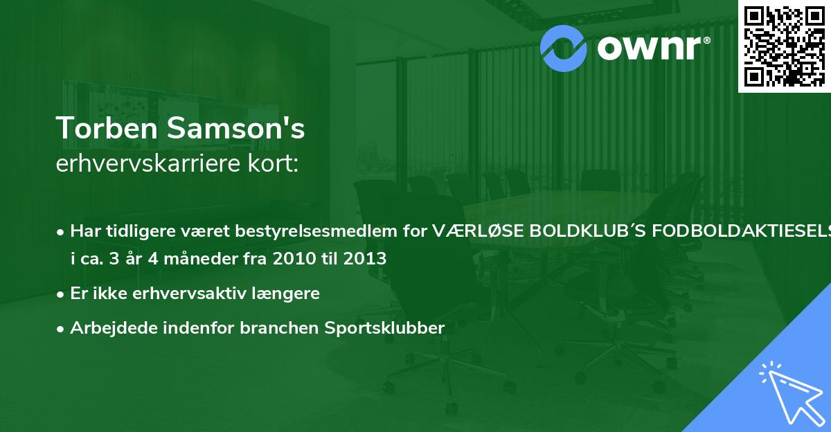 Torben Samson's erhvervskarriere kort
