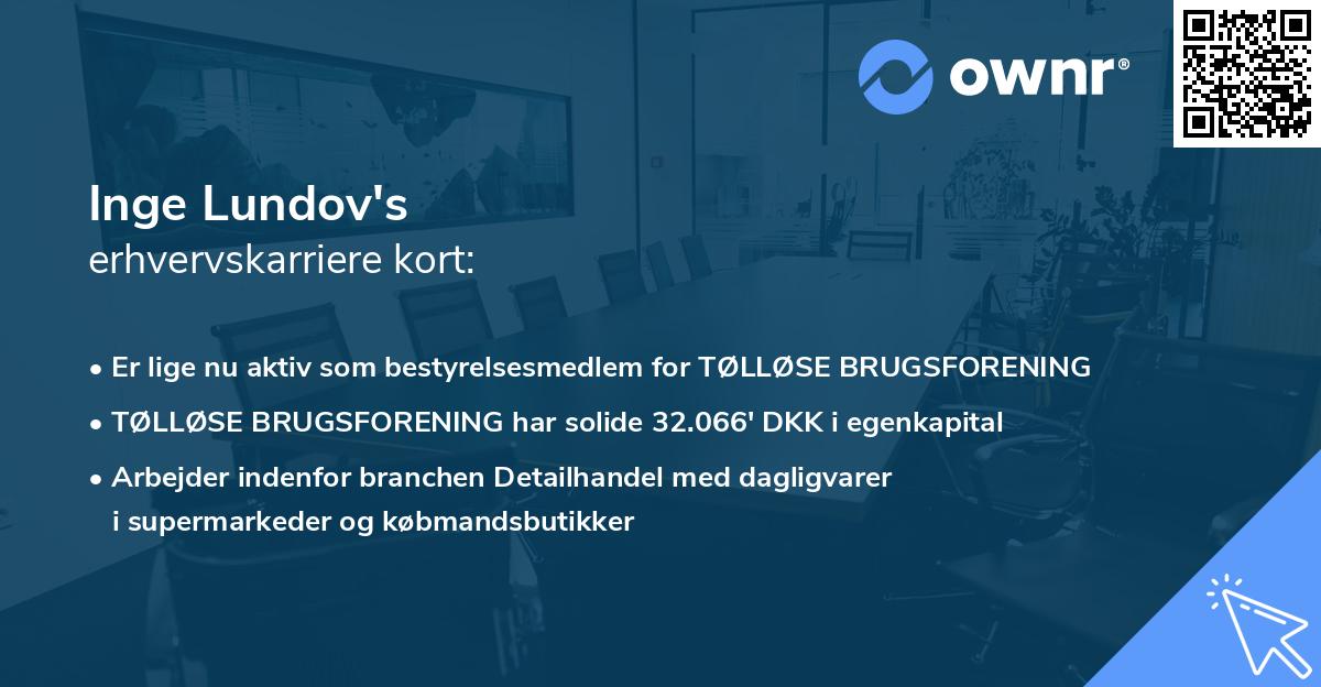 Inge Lundov's erhvervskarriere kort