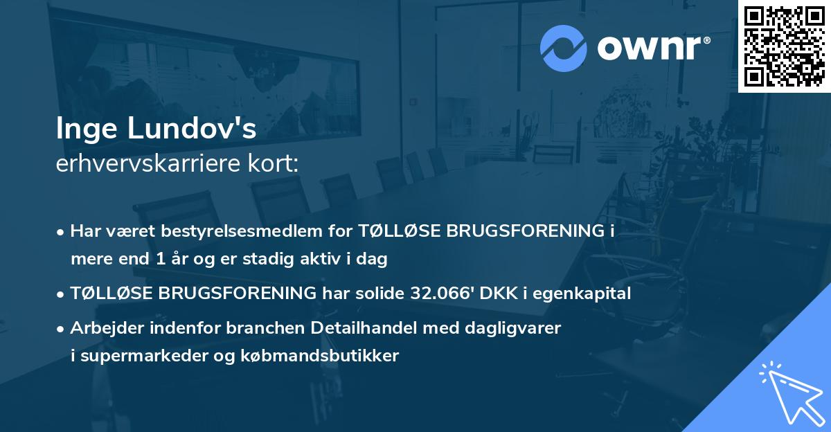 Inge Lundov's erhvervskarriere kort