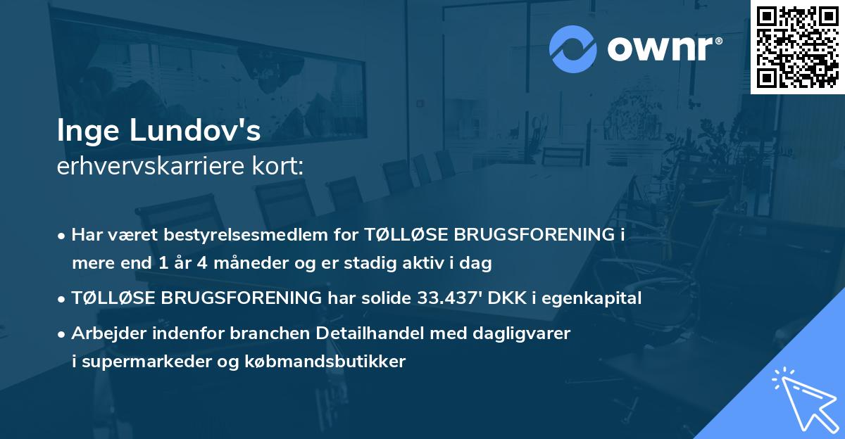 Inge Lundov's erhvervskarriere kort