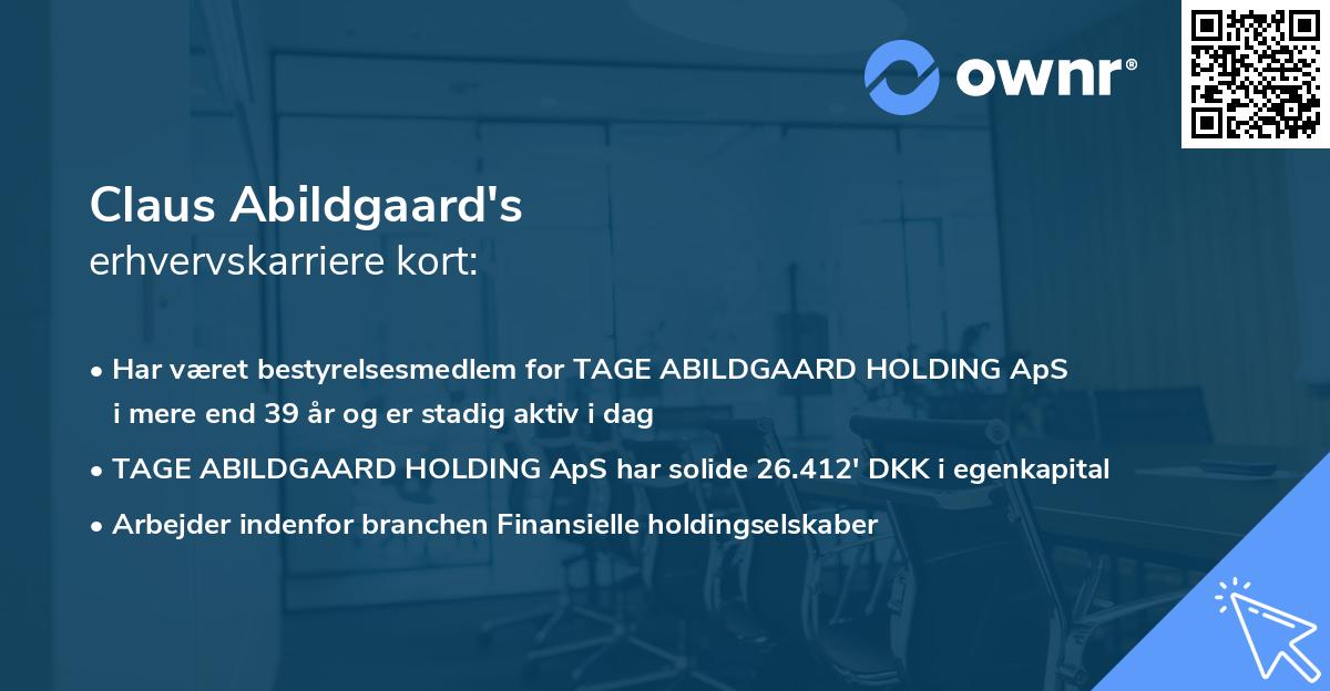 Claus Abildgaard's erhvervskarriere kort
