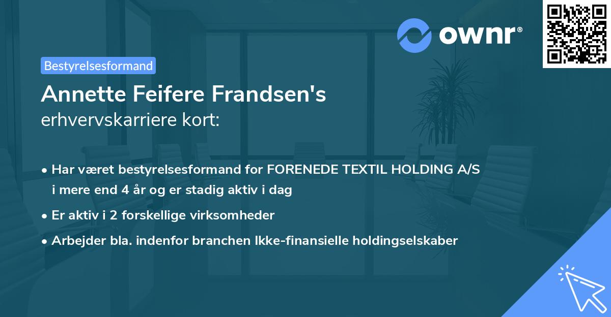 Annette Feifere Frandsen's erhvervskarriere kort