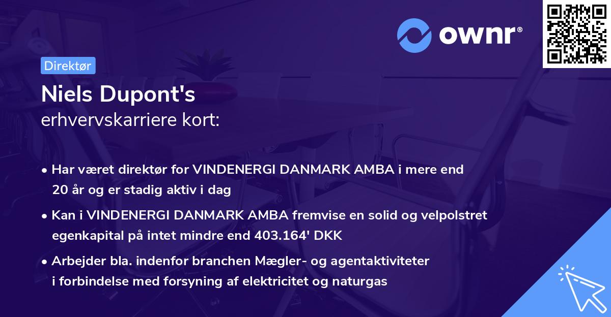Niels Dupont's erhvervskarriere kort
