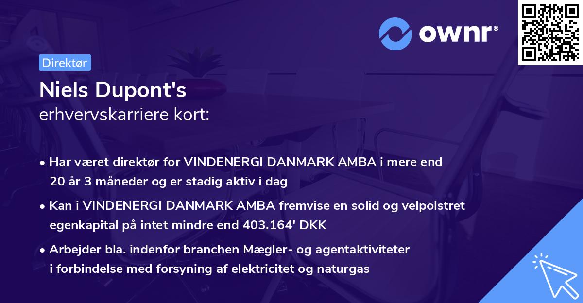 Niels Dupont's erhvervskarriere kort