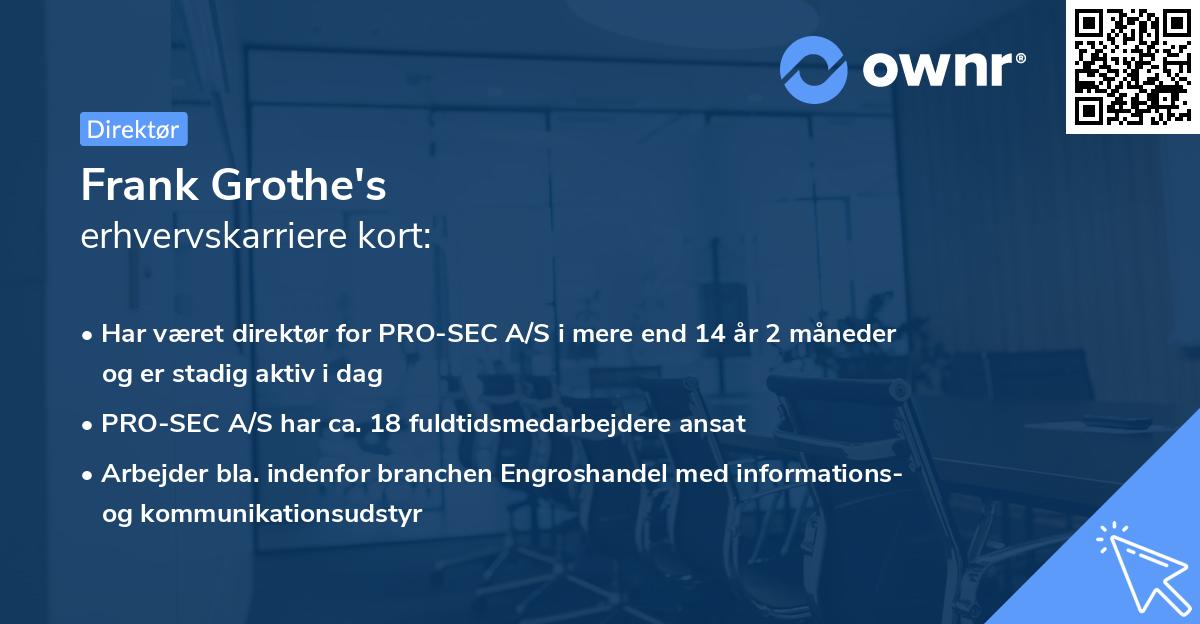 Frank Grothe's erhvervskarriere kort