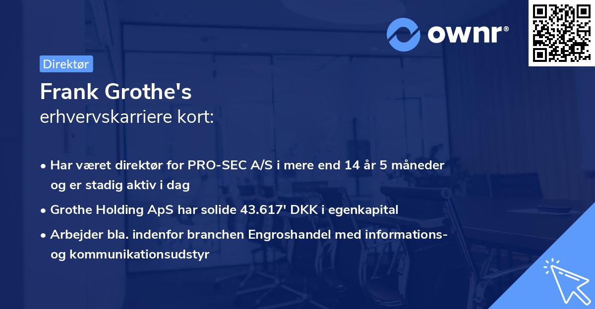 Frank Grothe's erhvervskarriere kort