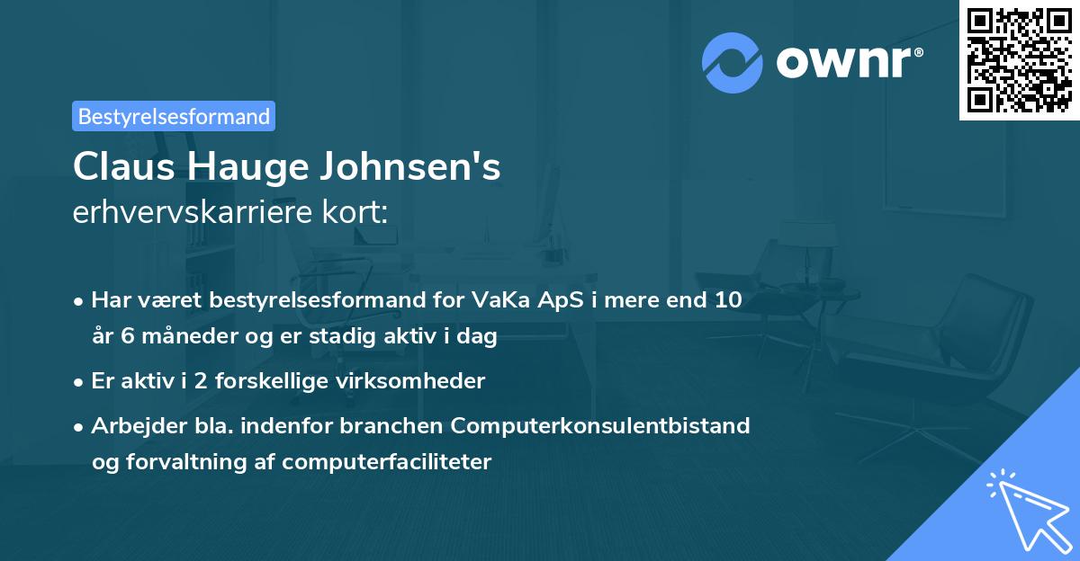 Claus Hauge Johnsen's erhvervskarriere kort
