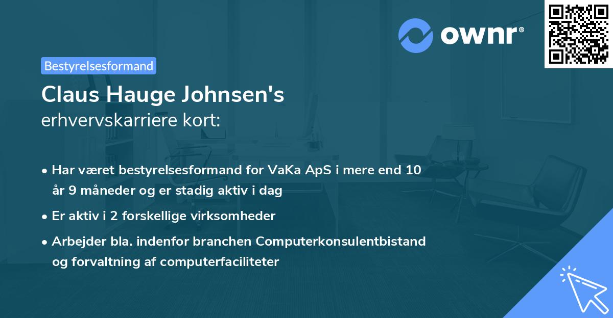 Claus Hauge Johnsen's erhvervskarriere kort