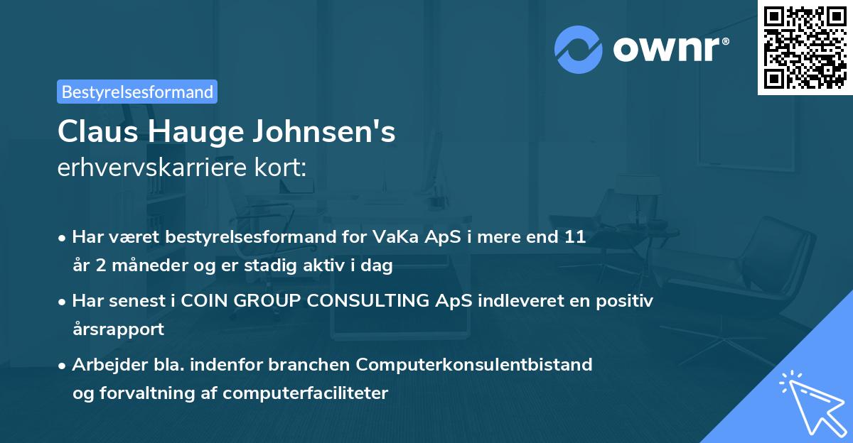Claus Hauge Johnsen's erhvervskarriere kort