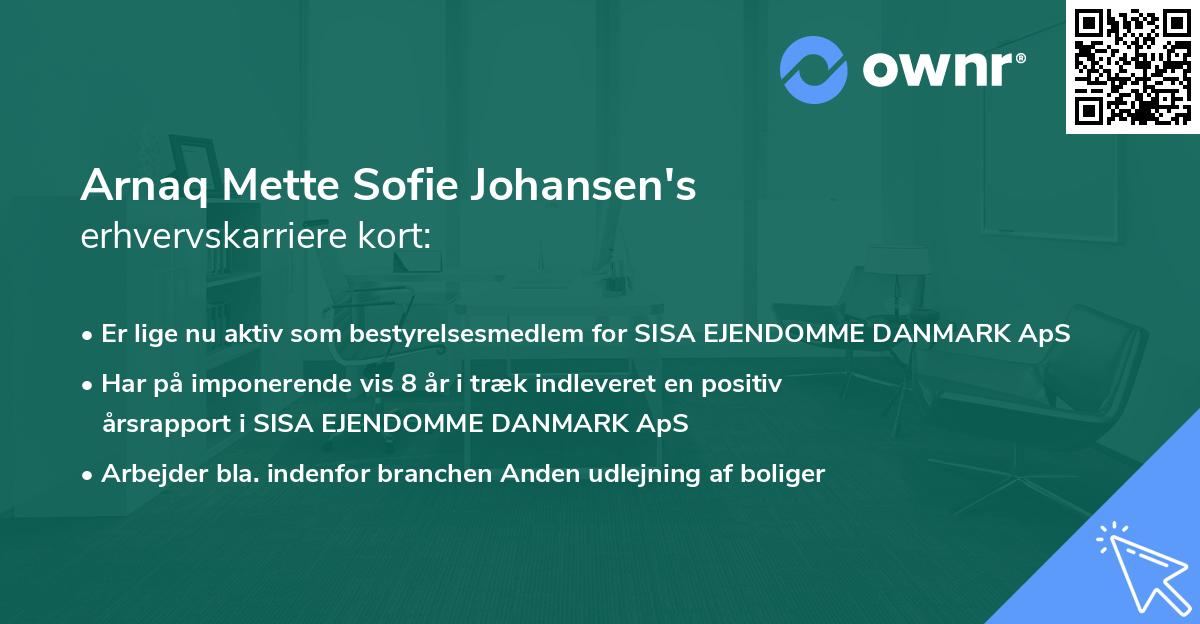 Arnaq Mette Sofie Johansen's erhvervskarriere kort