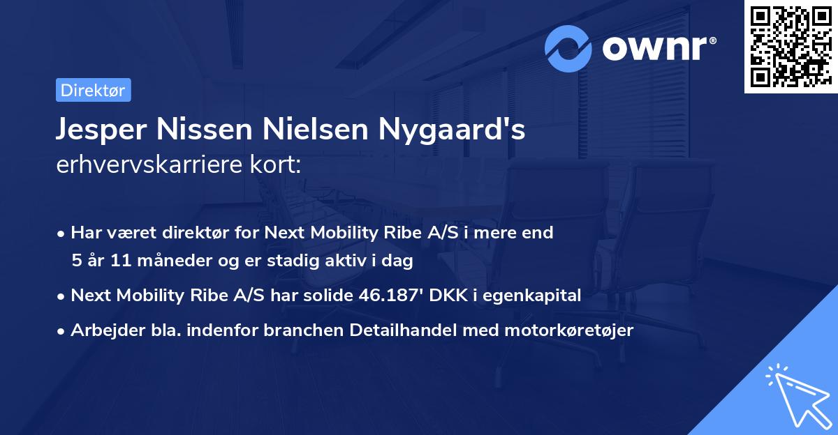 Jesper Nissen Nielsen Nygaard's erhvervskarriere kort
